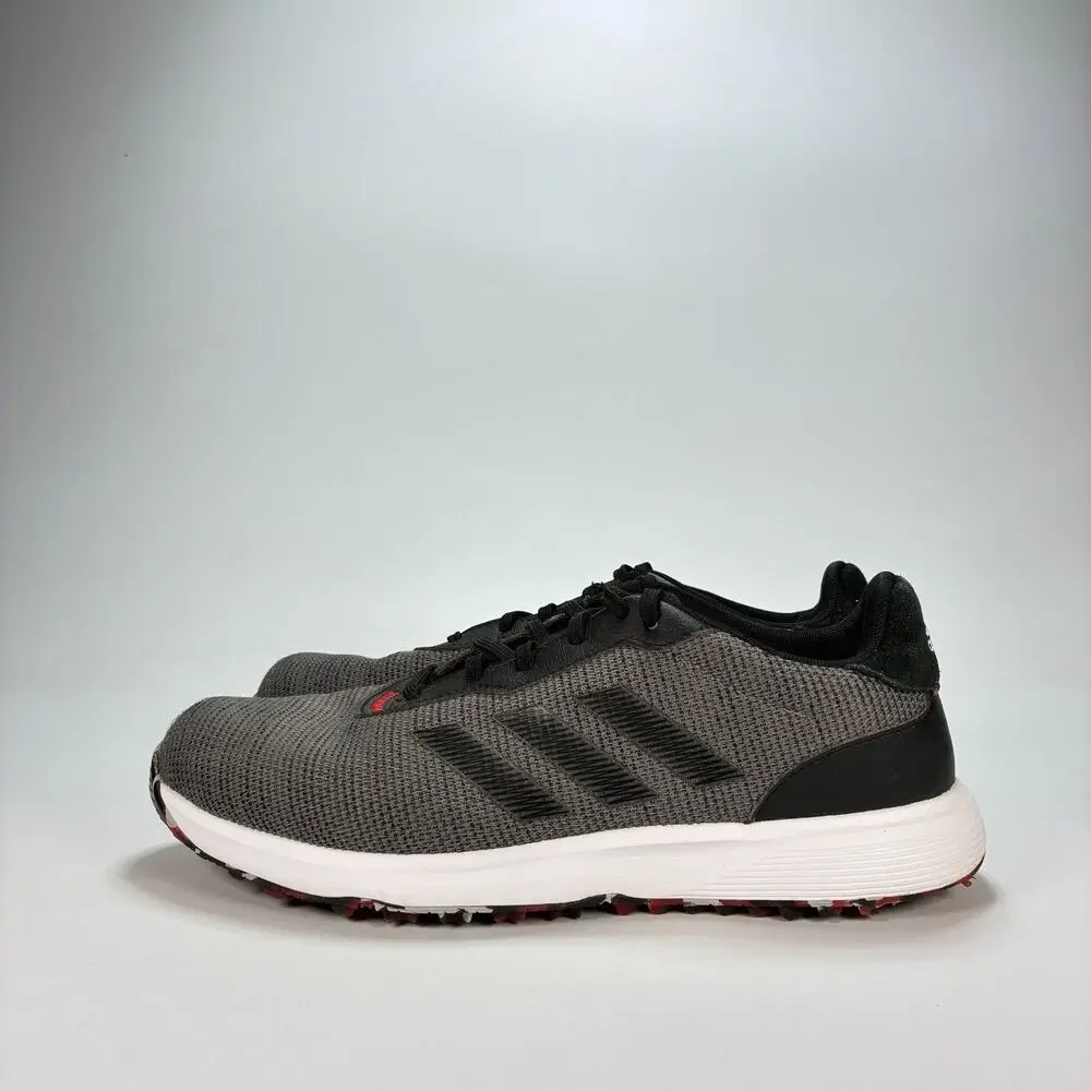adidas S2G Grey Four Core Black Scarlet Spikeless Golf Shoes FW6318 Men's Sz 10